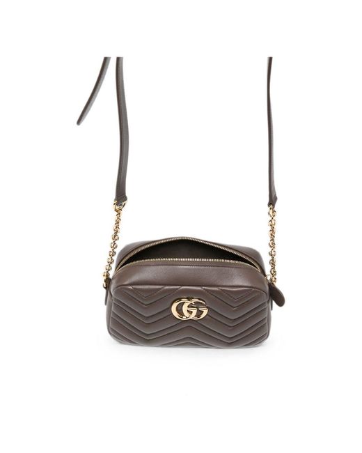 Gucci White Gg Marmont Small Leather Camera Bag