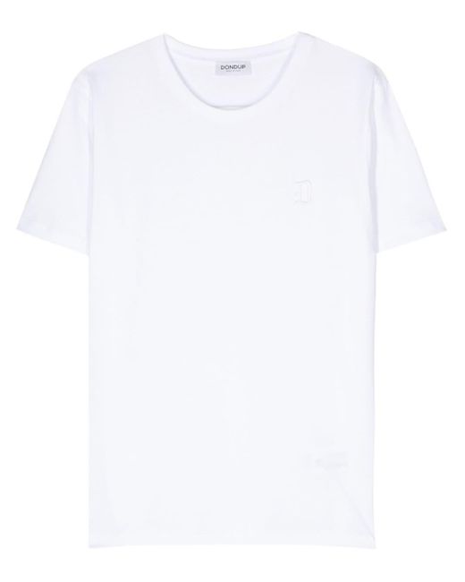 Dondup White Logo-embroidered Cotton T-shirt for men
