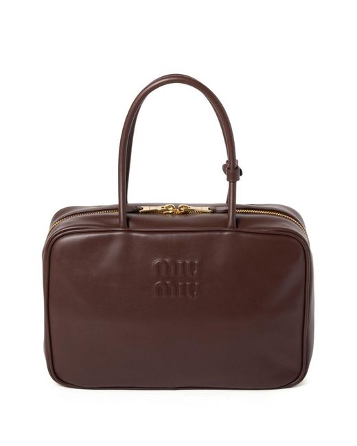 Miu Miu Brown Beau Large Leather Handbag