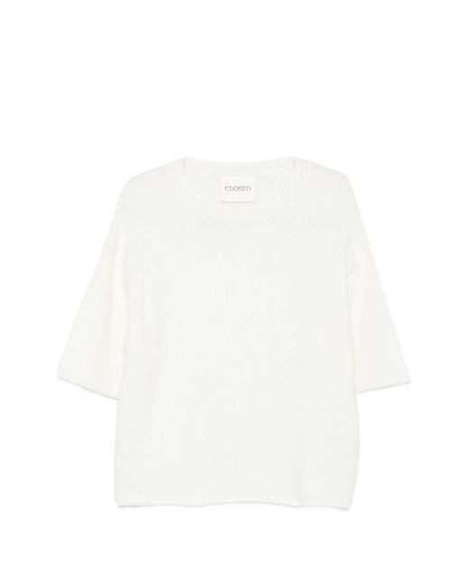 Closed White Wool Crewneck Sweater