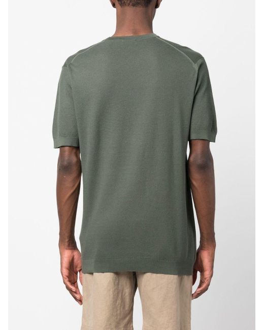 John Smedley Green Fine Knit T-shirt for men