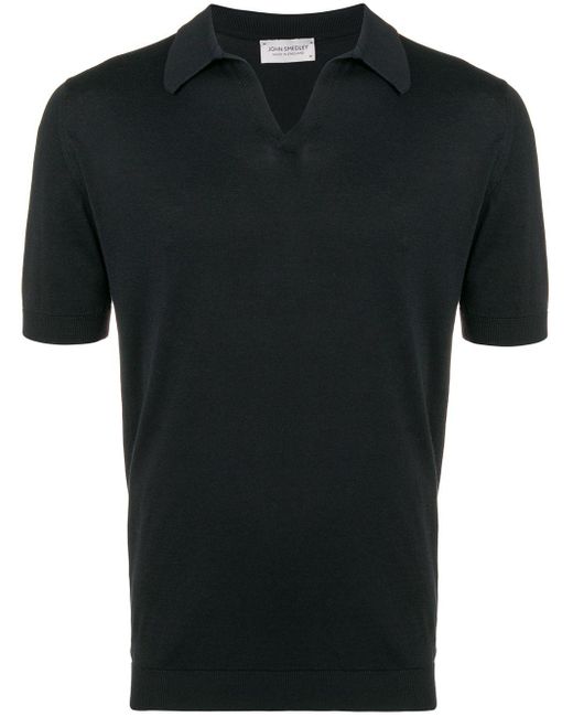 John Smedley Black Cotton Polo Shirt for men