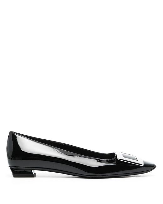 Roger Vivier Black Belle Vivier Patent Leather Ballets