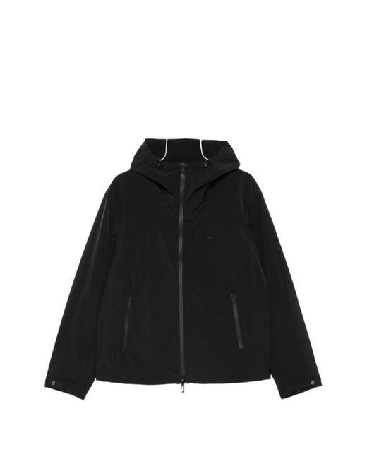 Emporio Armani Black Hooded Blouson Jacket for men
