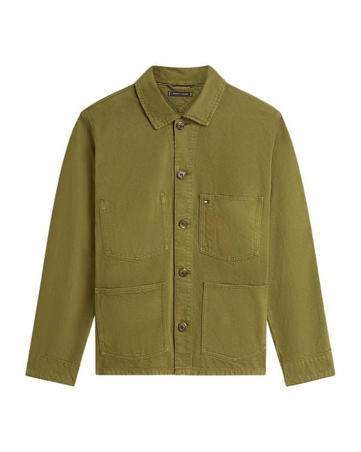 Tommy Hilfiger Green Boxy Flag Detail Workwear Jacket for men