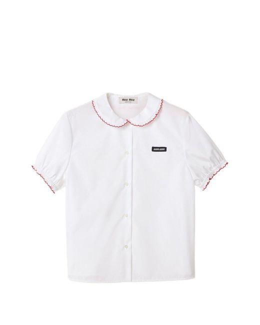Miu Miu White Embroidered Cotton Shirt