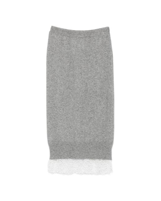 Ermanno Scervino Gray Cashmere Midi Skirt
