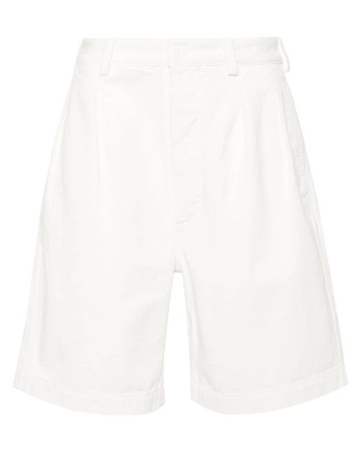sunflower White Pleated Twill Shorts for men