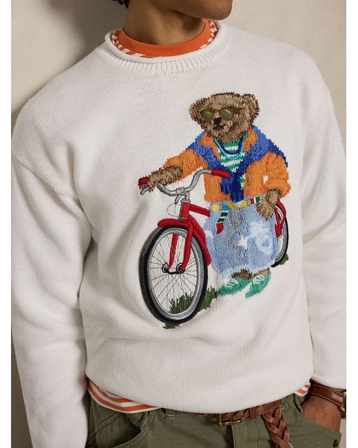 Polo Ralph Lauren White Crewneck Sweater for men