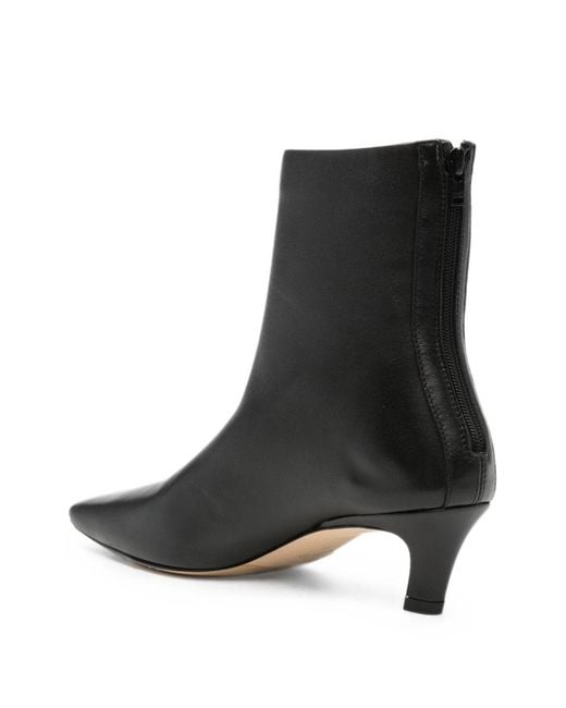 Totême Black Leather Heel Ankle Boots