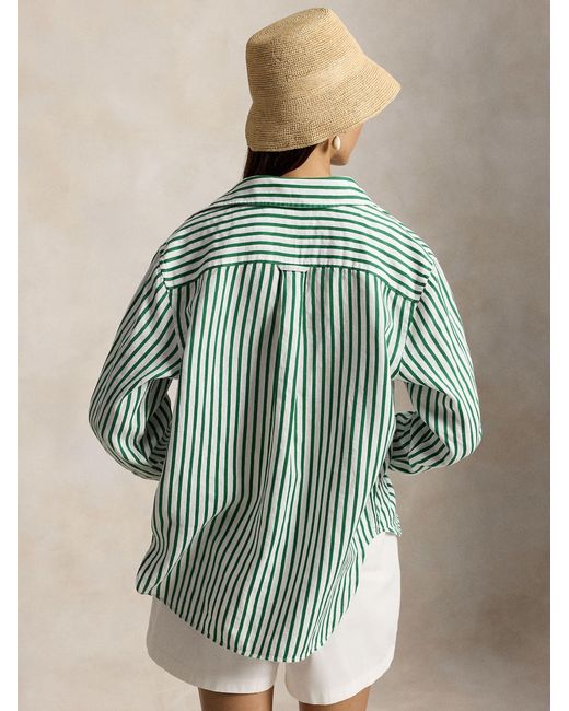 Polo Ralph Lauren Green Striped Linen Shirt
