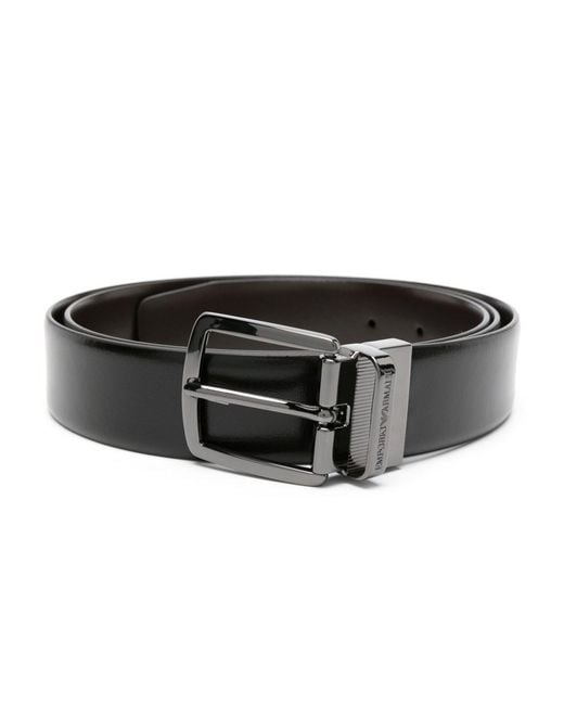 Emporio Armani Black Leather Belt for men