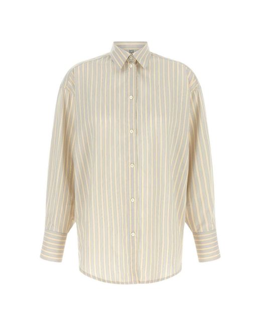 Totême White Striped Oversized Shirt