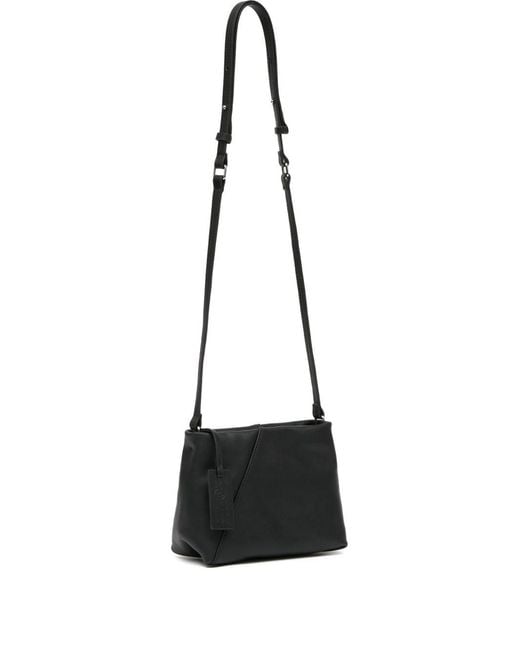 MM6 by Maison Margiela Black Folded Leather Crossbody Bag