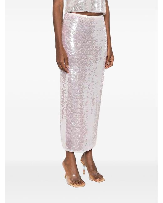 Forte_forte White Sequined Long Skirt