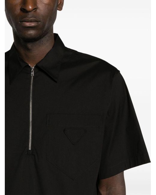 Camicia Con Zip di Prada in Black da Uomo