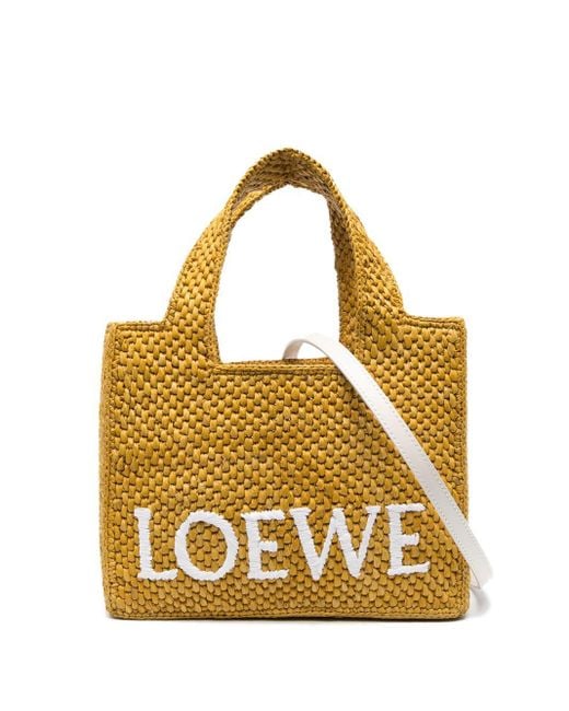 Loewe-Paulas Ibiza Loewe Font Small Raffia Tote Bag in Metallic | Lyst UK
