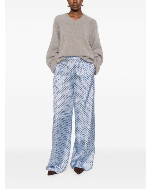 Max Mara Blue Silk Trousers