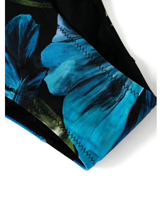 Dolce & Gabbana Blue Flower Print Triangle Bikini Set