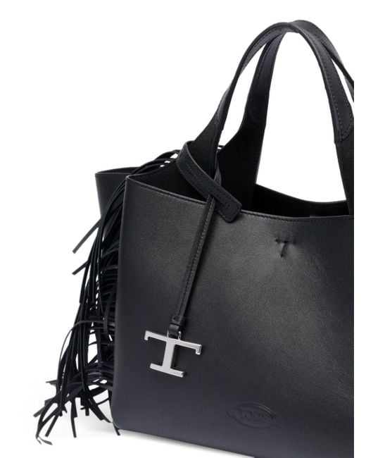 Tod's Black T Timeless Mini Leather Tote Bag