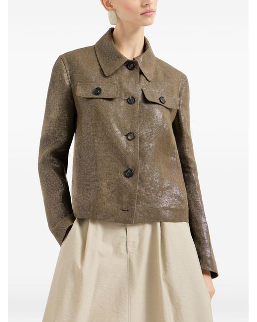 Brunello Cucinelli Green Linen Cropped Jacket
