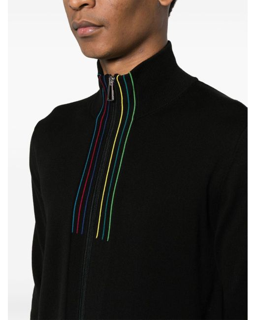 PS by Paul Smith Black Sports Stripe Organic Cotton Cardigan for men