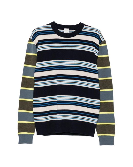 Paul Smith Blue Wool Blend Striped Sweater for men