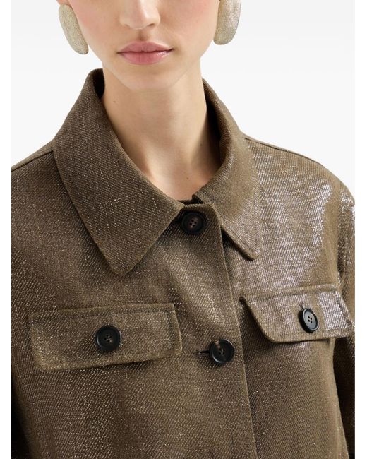 Brunello Cucinelli Green Linen Cropped Jacket