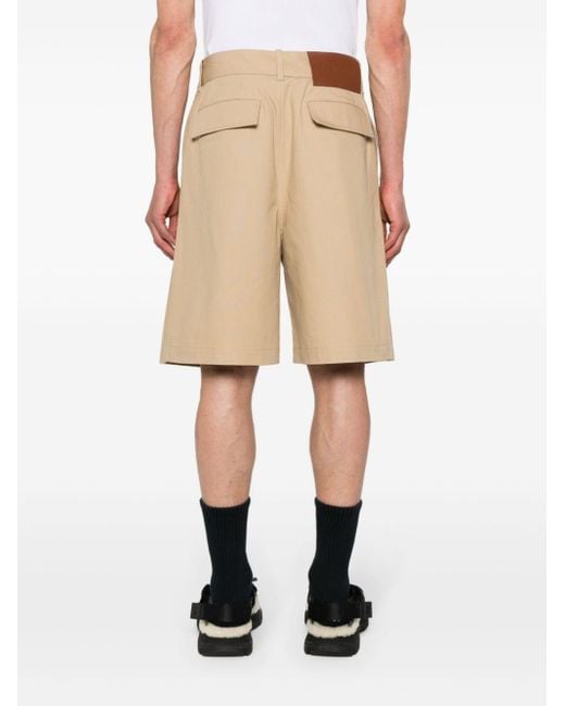Jil Sander Natural Pleated Cotton Shorts for men