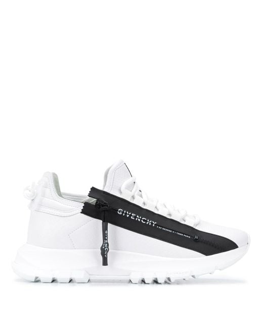 Givenchy White Spectre Zipped Perforated Leather Trainers