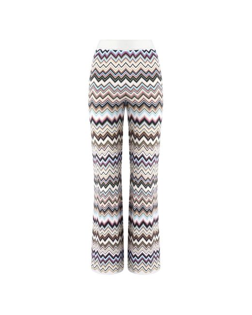 Missoni White Zig Zag Motif Wool Trousers