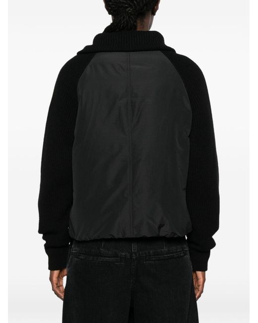 Brunello Cucinelli Black Taffeta And Wool Knit Down Jacket