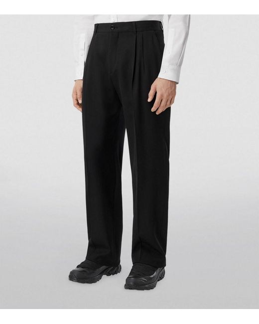 Burberry Wool Trousers in Black for Men | Lyst