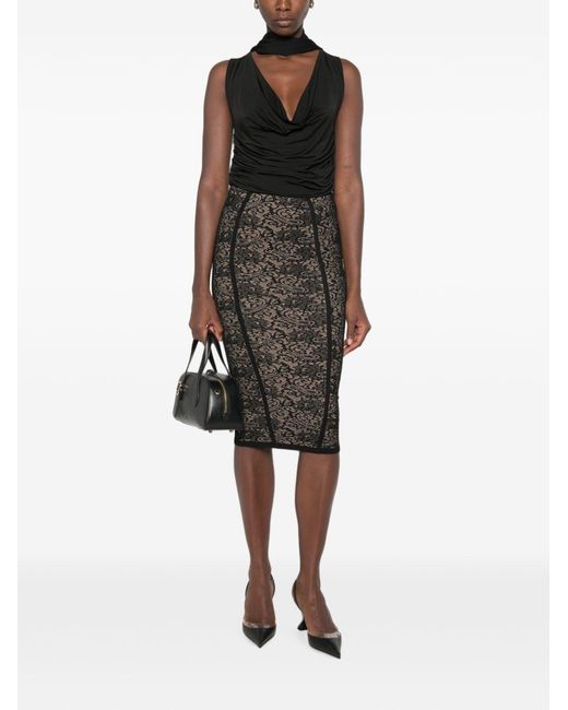 Elisabetta Franchi Black Knitted Midi Skirt