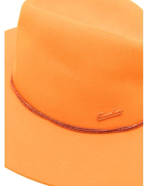 Borsalino Orange Felted Fedora Hat