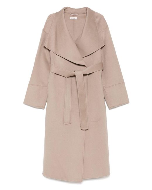 Soft Goat Natural Cashmere Belted Coat