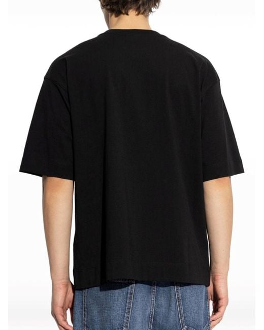 Dries Van Noten Black Cotton T-Shirt for men