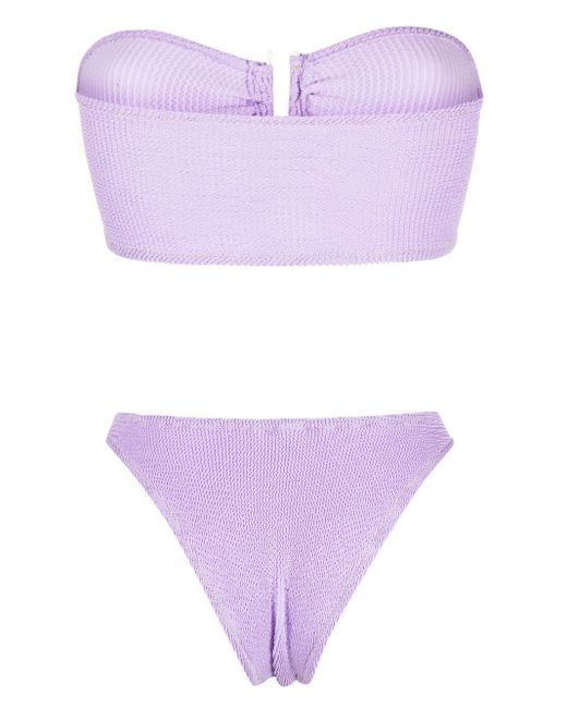 Reina Olga Purple Ausilia Ruched Bandeau Bikini