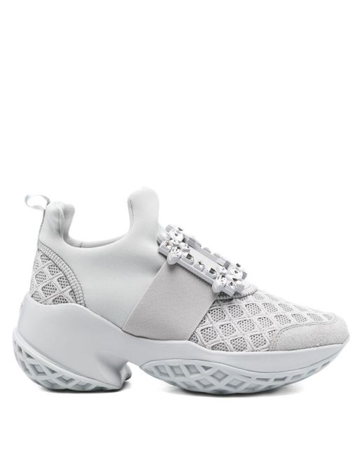 Roger Vivier White Viv Run Buckle Sneakers