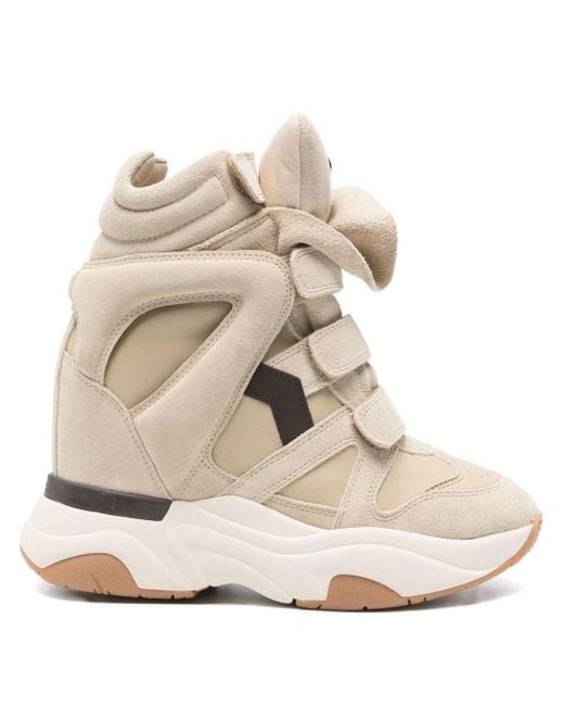 Isabel Marant Natural Wedge-Sole Strap Sneakers
