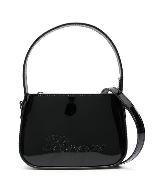 Blumarine Black Embossed-logo High-shine Tote Bag