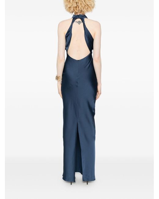 ACTUALEE Blue Long Dress With High Neck