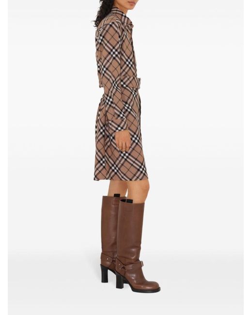 Burberry Natural Check Wool Blend Chemisier Dress