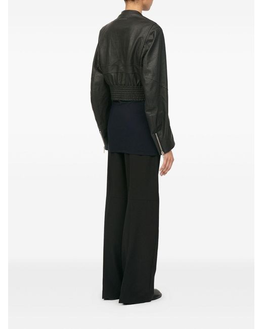 MM6 by Maison Margiela Black Leather Effect Bomber Jacket