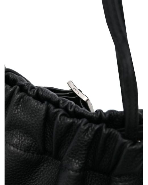 Boyy Black Scrunchy Satchel Soft Leather Shoulder Bag