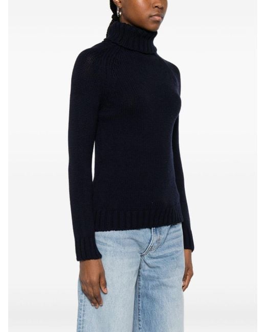 Base London Blue Wool Turtle-Neck Jumper