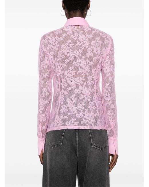 Blugirl Blumarine Pink Floral Lace Shirt