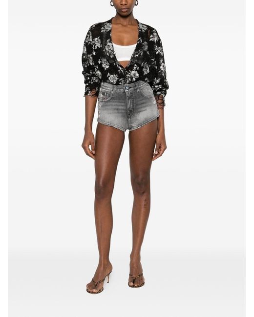 DIESEL Gray Denim Cotton Shorts