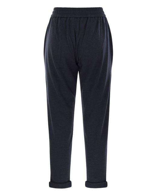 Brunello Cucinelli Blue Cotton And Silk Trousers