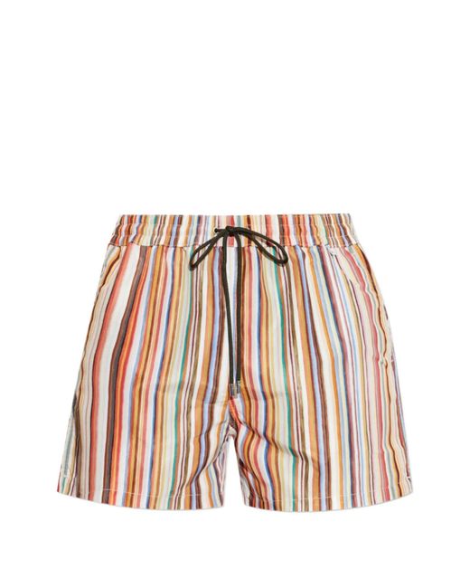 Paul Smith White Striped Swimsuit for men